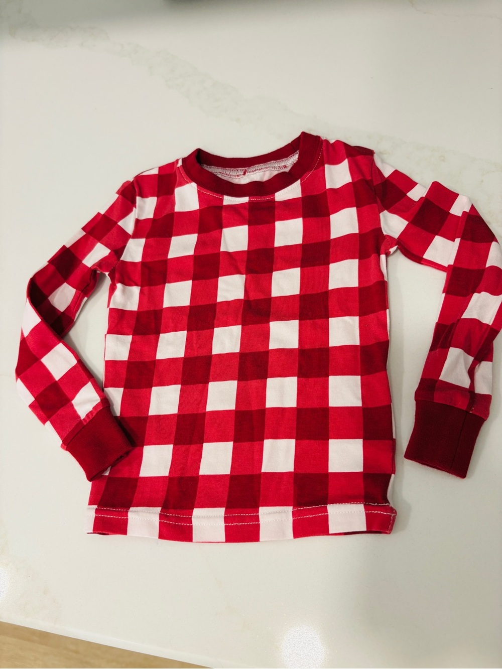 NWOT MarleyLilly Red & White Buffalo Plaid Kids Long Sleeve Pajama Shirt